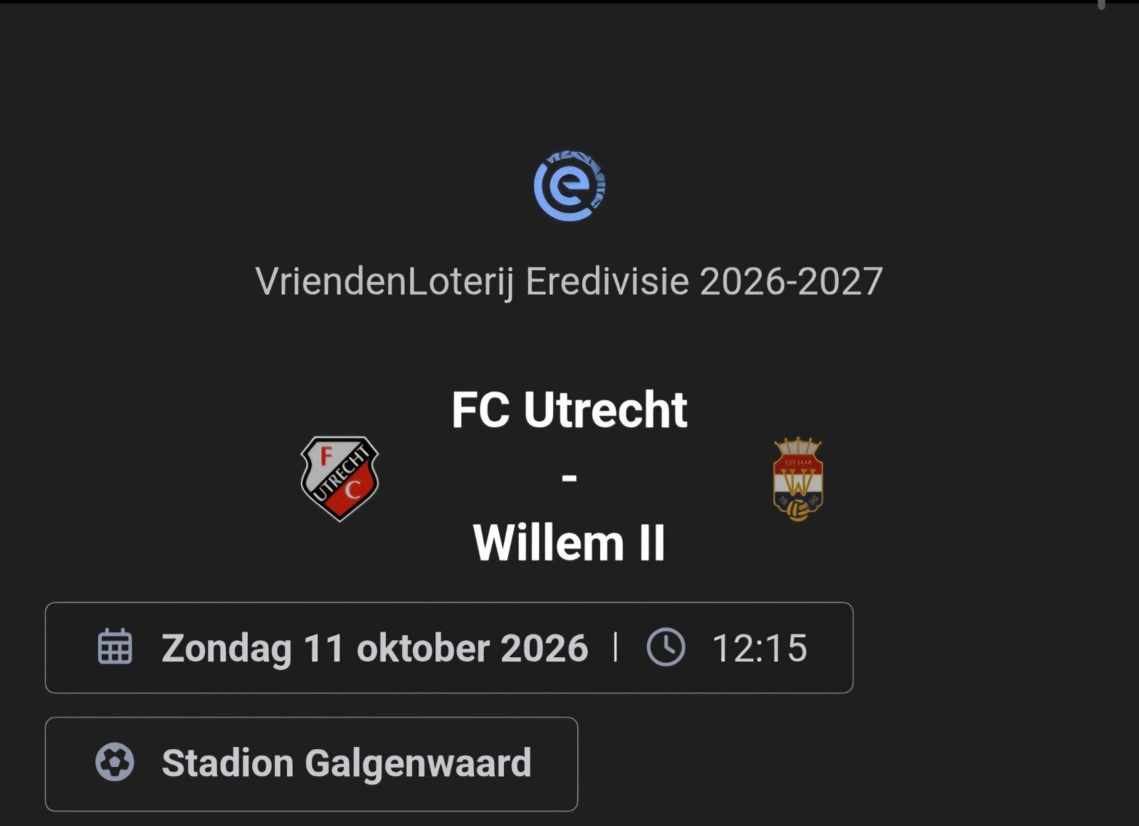 FC UTRECHT- WILLEM II, Eén persoon, Overige soorten