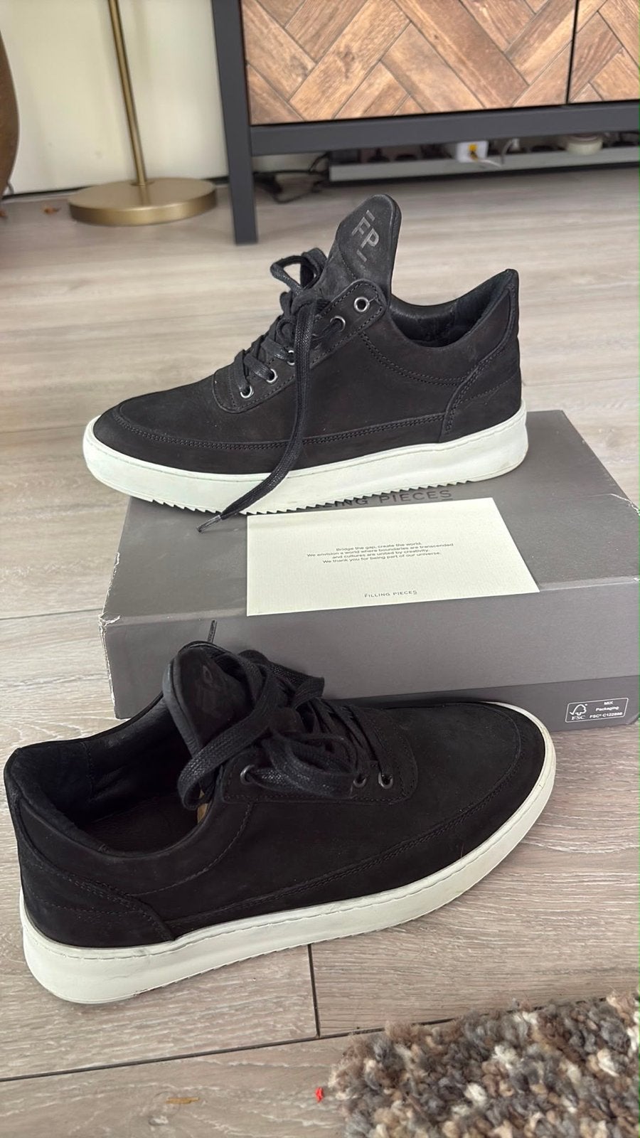 Filling Pieces Low Top Ripple Basic Sneakers Zwart/Wit, Ophalen, Zo goed als nieuw, Zwart, Sneakers of Gympen