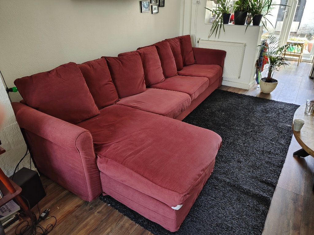 Heerlijk grote bank, Huis en Inrichting, Banken | Bankstellen, Ophalen, Gebruikt, Hoekbank, 300 cm of meer