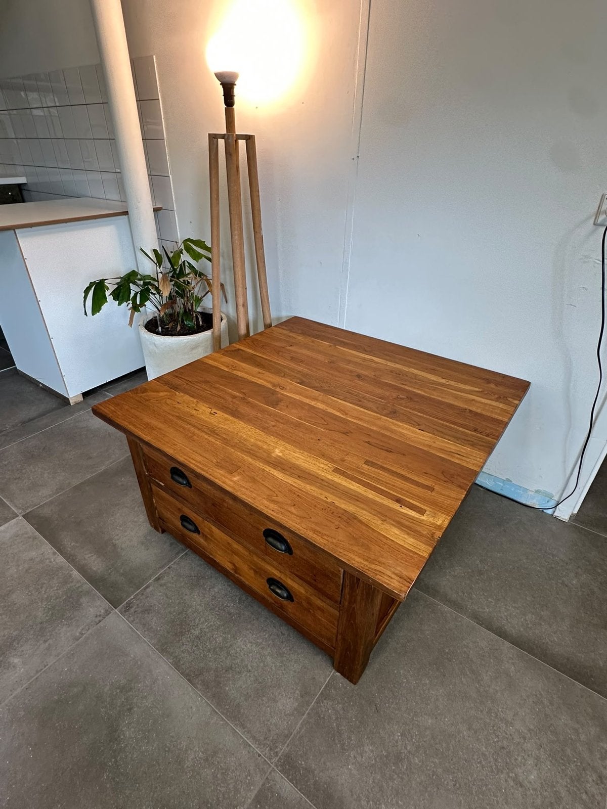 Houten salontafel met 4 lades - Ophalen in Almere, Ophalen, Minder dan 45 cm, Gebruikt, 75 cm of meer