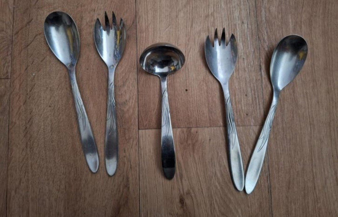 Vintage Bestek Set: 2x Slacouvert, Juslepel - Gero Zilmeta, Antiek en Kunst, Ophalen of Verzenden