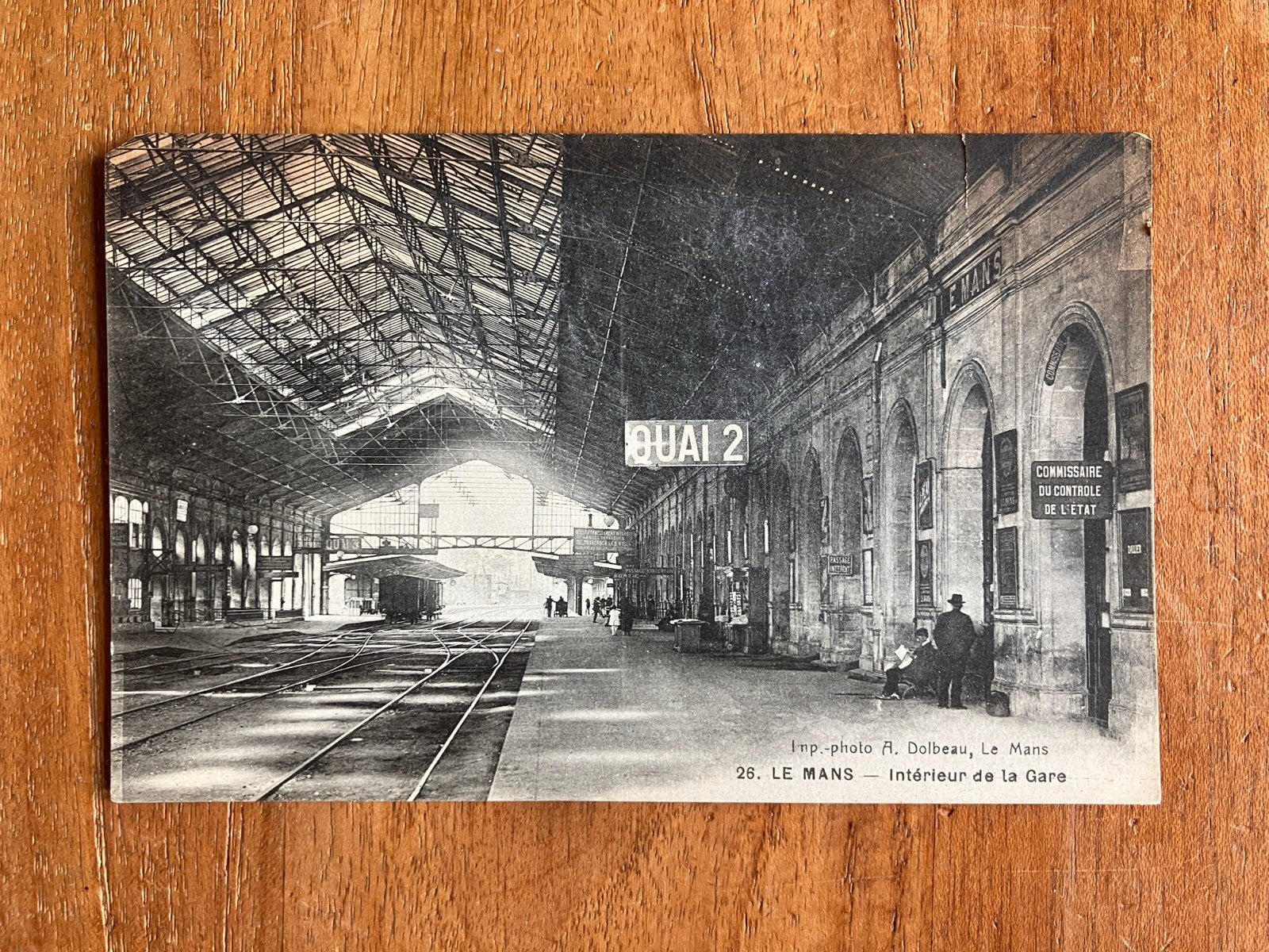 Le Mans - Interieur de la Gare (Quai 2), Ophalen of Verzenden, Trein, Kaart of Prent