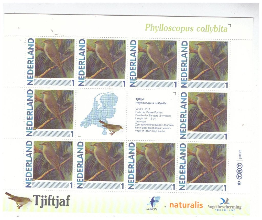 persoonlijke postzegels (velletje vogels Tjiftaf), Ophalen of Verzenden, Na 1940, Postfris