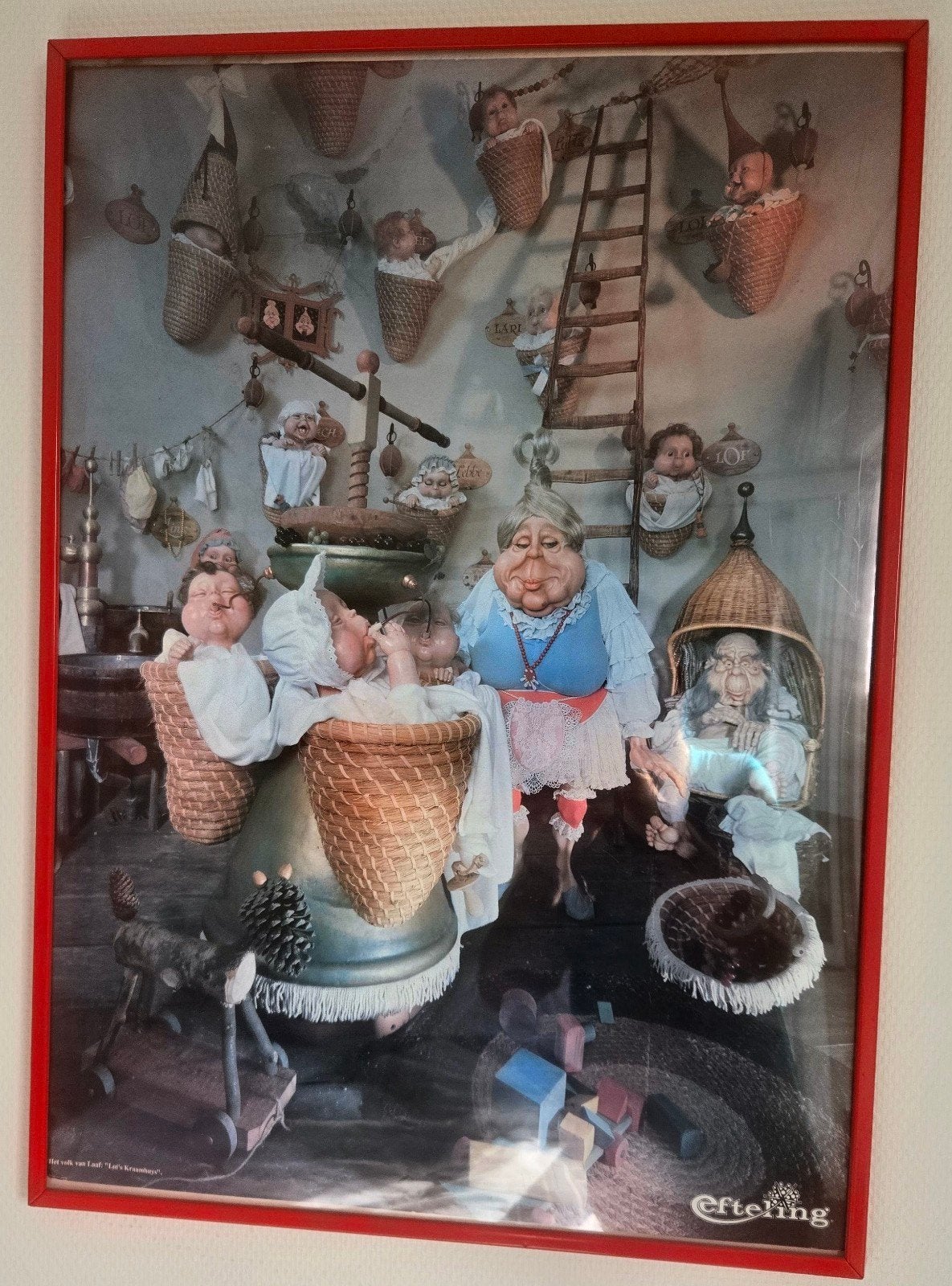 Efteling 'Het Volk van Laaf' poster in rode lijst, Ophalen of Verzenden, Zo goed als nieuw, Overige typen