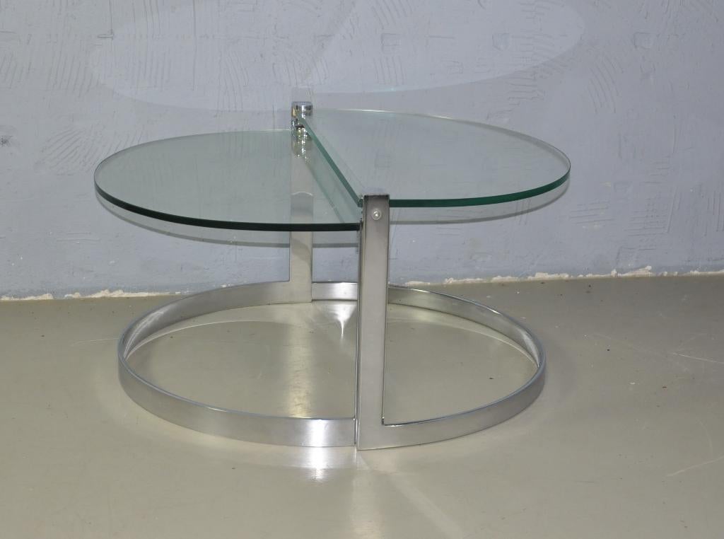 Vintage glazen bijzet tafeltjes Friedrich Moller, Ophalen, Minder dan 45 cm, Gebruikt, Vintage