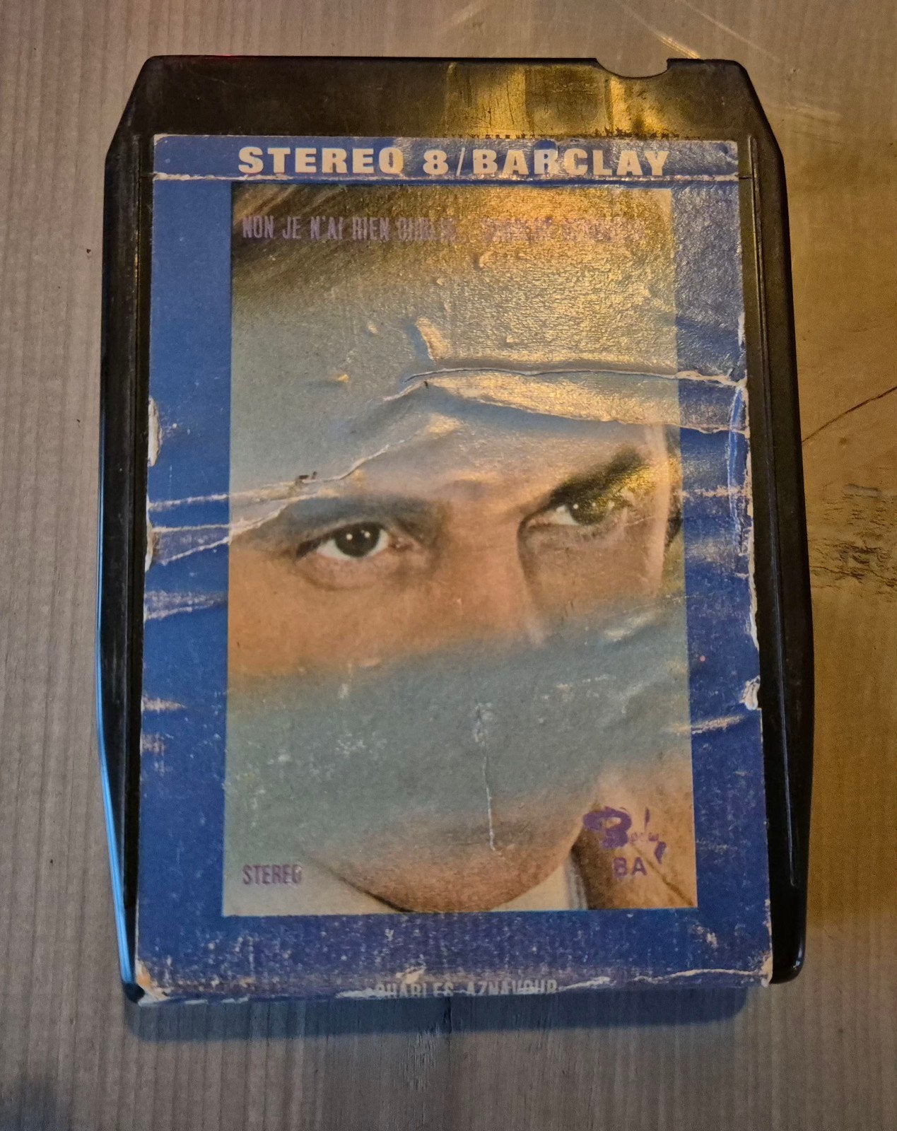 Charles Aznavour - Non, je n'ai rien oublié 8-track, Gebruikt, Overige genres, 1 bandje, Ophalen of Verzenden