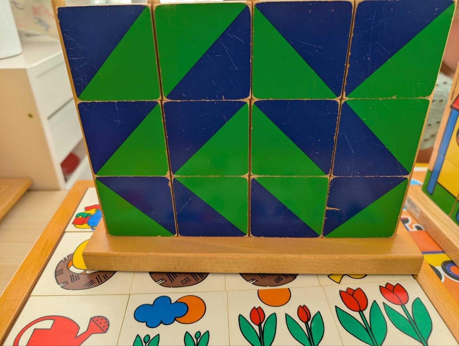 Vintage Houten Draaiblokken Puzzel Speelgoed, Ophalen of Verzenden, Gebruikt, Overige typen
