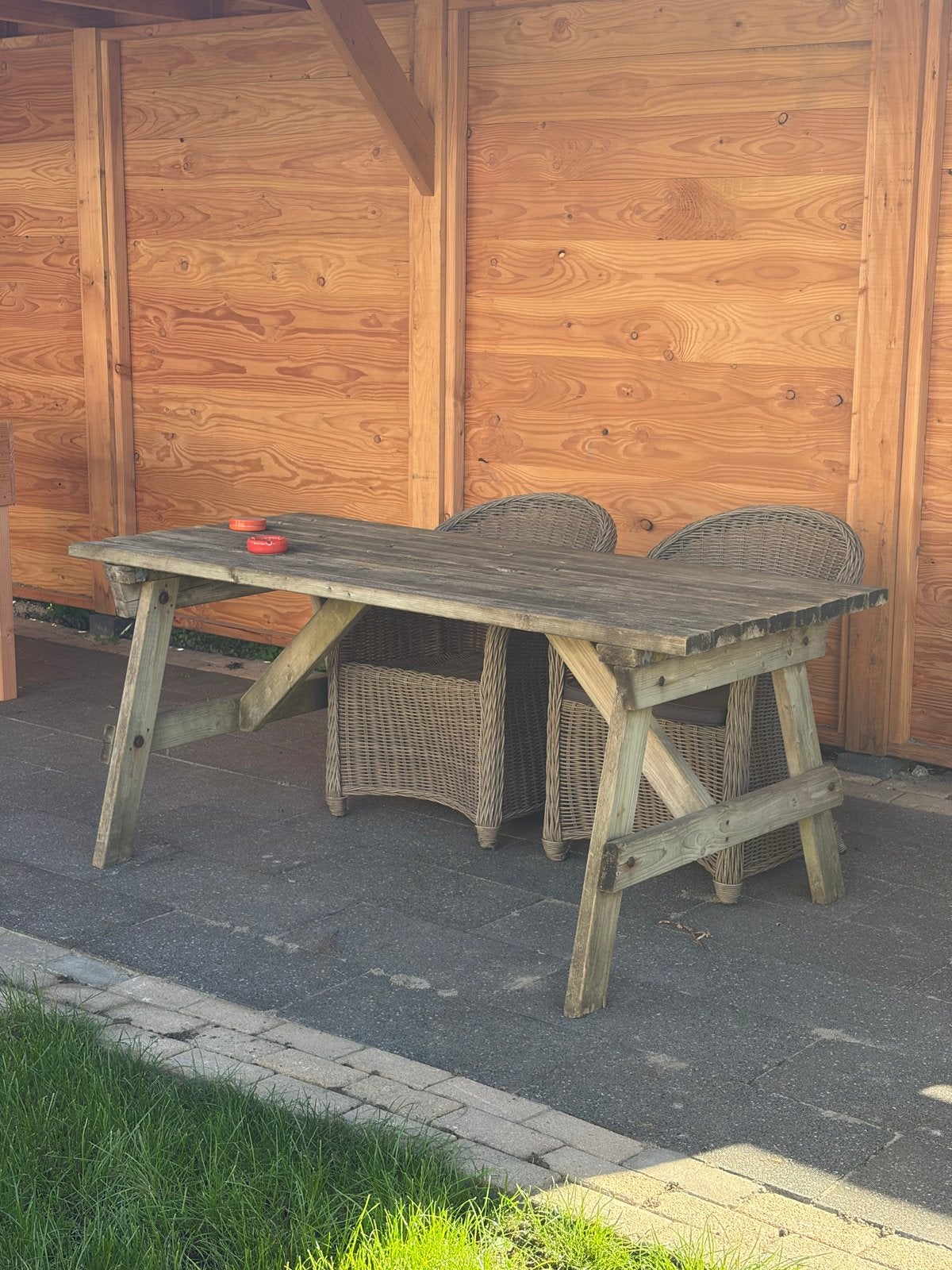 Gratis houten tuintafel - Ophalen!, Ophalen, Gebruikt, Rechthoekig, Hout