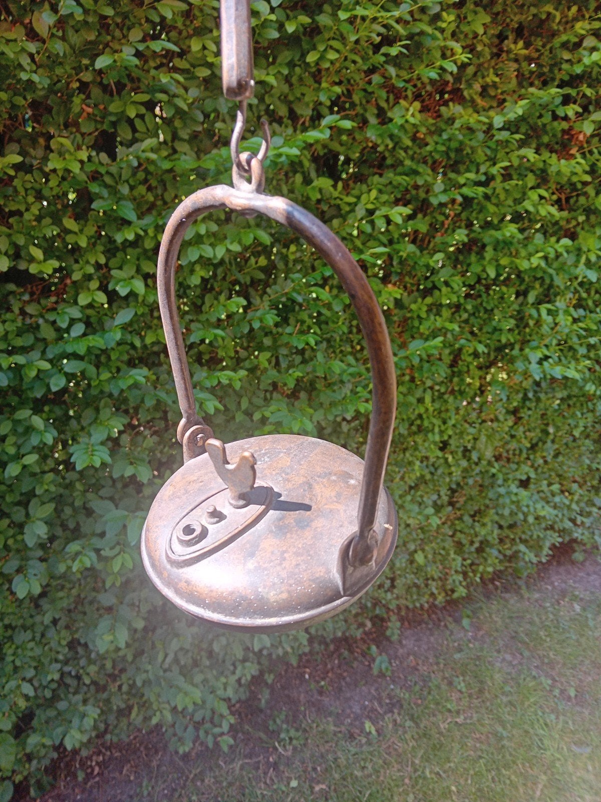 Antieke olielamp met haan decoratie, Ophalen of Verzenden