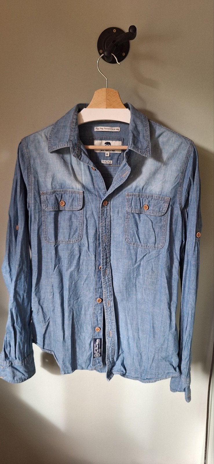 America Today spijkerblouse maat M, Blauw, Zo goed als nieuw, America Today, Halswijdte 39/40 (M)