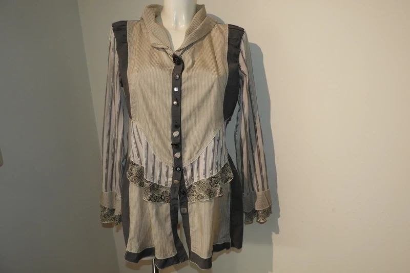 Elisa Cavaletti blouse tuniek diverse stofjes sier knopen L, Maat 42/44 (L), Elisa Cavaletti, Gedragen, Meerkleurig