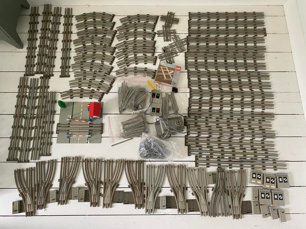 Grote partij Lego 12v volt trein rails, wissels, trafo, 7834, Gebruikt, Overige thema's, Lego, Ophalen of Verzenden