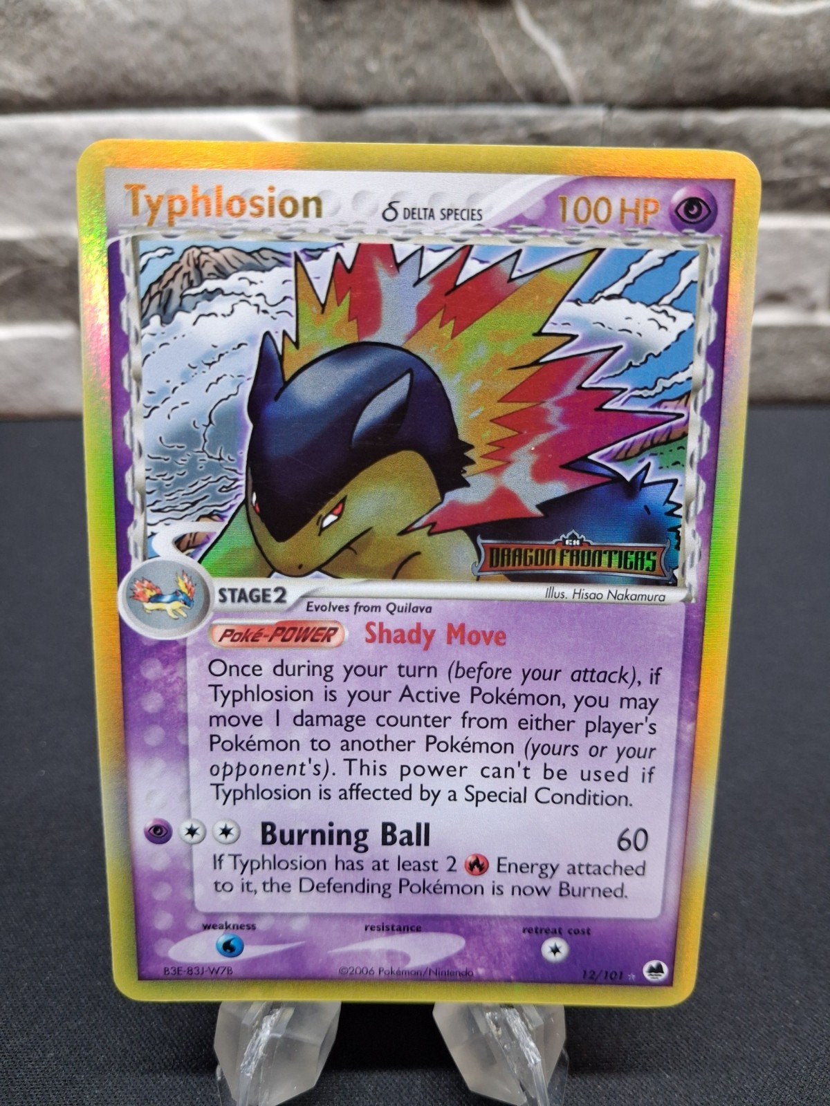 Reverse Holo Gold Typhlosion 12/101 Ex Dragon Frontiers 2006, Ophalen of Verzenden