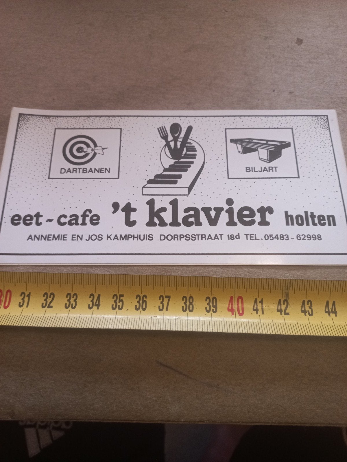 Eet-cafe 't Klavier Holten visitekaartje, Ophalen of Verzenden