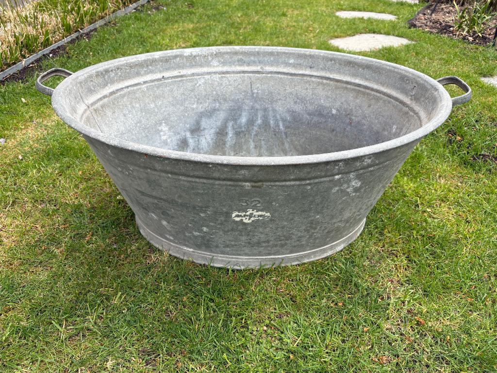 Brocante vintage zinken teil/kuip: extra groot, Antiek en Kunst, Curiosa en Brocante, Ophalen