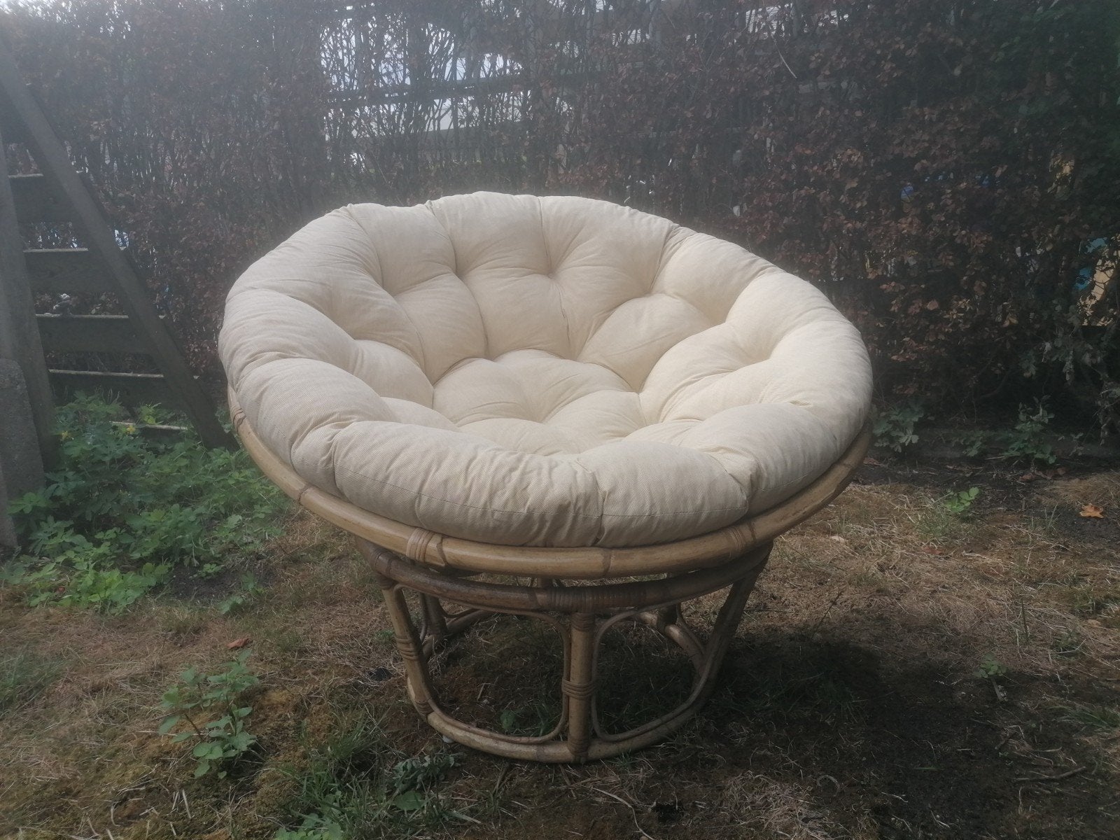Papasan stoel met kussen - Rotan fauteuil, Gebruikt, Minder dan 75 cm, Stof, 100 tot 125 cm