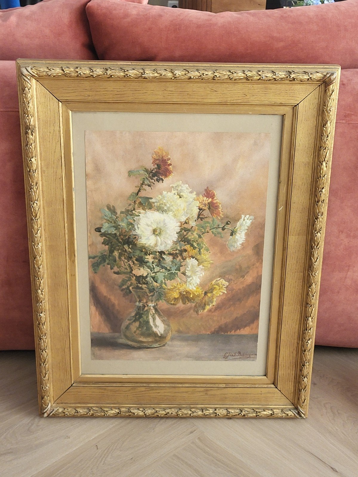 Originele aquarel van Gerardine van de Sande Bakhuijzen, Papier, Bijzondere lijst, Ophalen, Bloemen