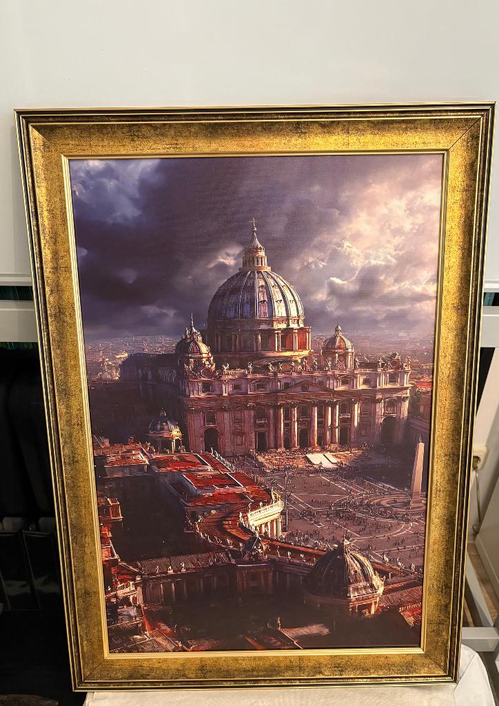 DARK CLOUDS AND LIGHT OVER THE VATICAN canvas 50 x 70 cm, Huis en Inrichting, Woonaccessoires | Schilderijen, Tekeningen en Foto's