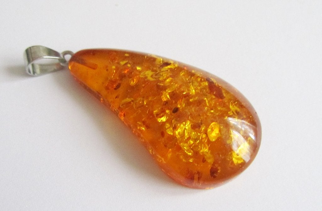 Prachtige grote traanvormige ketting hanger, Verzenden, Zo goed als nieuw, Goud, Overige materialen