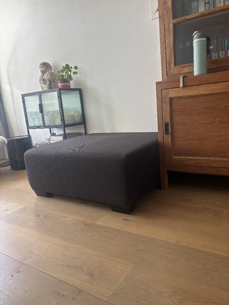 Mooie antracietgrijze poef/hocker, Ophalen, Gebruikt, Vierkant, 75 tot 100 cm