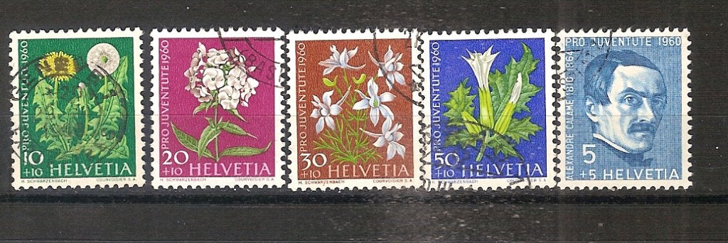 Bloemen 28 Zwitserland 722-726, Ophalen of Verzenden, Gestempeld, Dier of Natuur