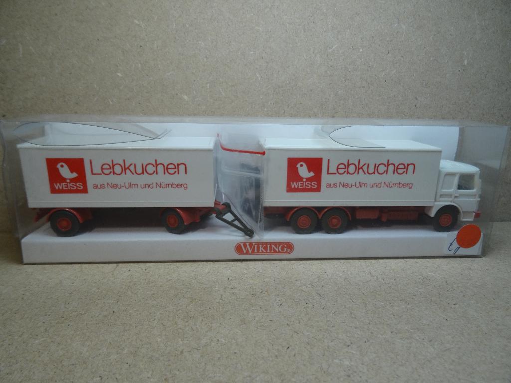 WIKING 1/87, MAN Combinatie " WEISS Lebkuchen ", Zie Foto`s, Ophalen of Verzenden, Zo goed als nieuw, Bus of Vrachtwagen, Wiking