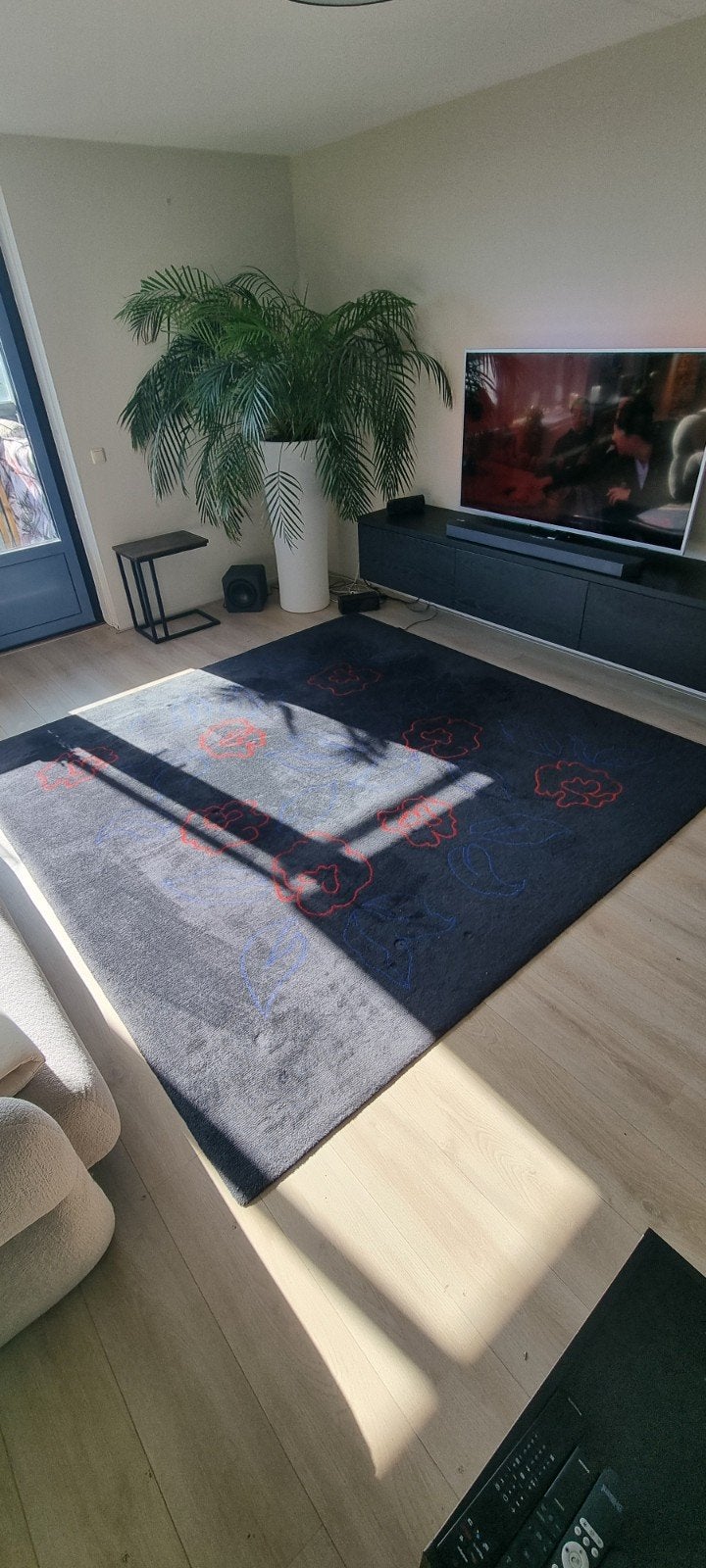 Uniek vintage Kinast design tapijt 250x250, Ophalen, Blauw, Vintage, 200 cm of meer