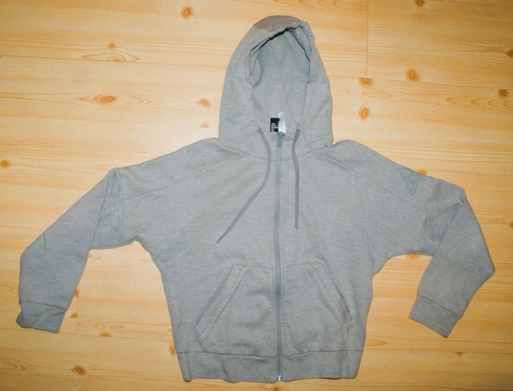 Adidas li-grijs sweatervest maat 164 (xs) met rits en muts., Kinderen en Baby's, Kinderkleding | Maat 164, Adidas, Gebruikt, Jongen of Meisje