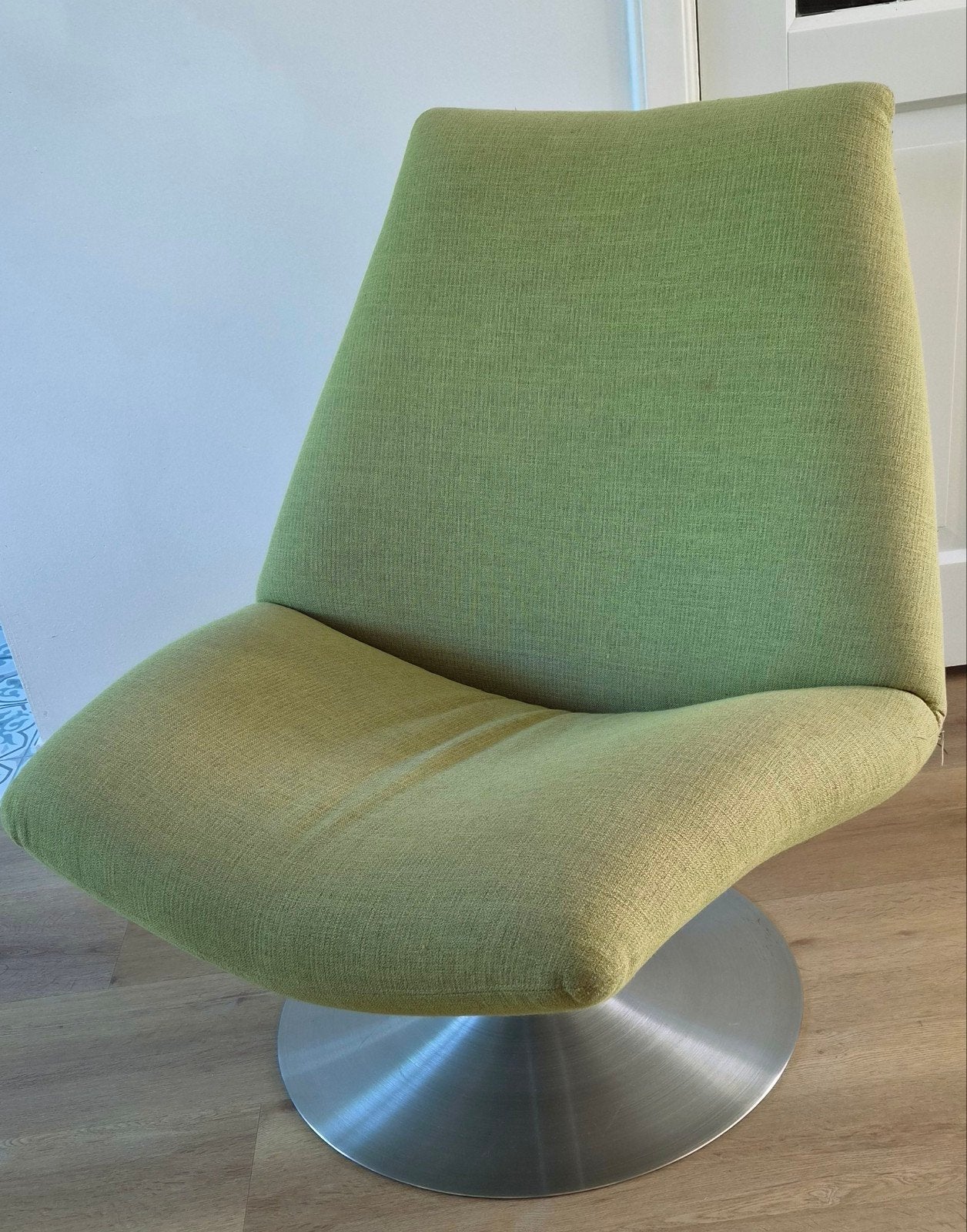 Groene Moderne Draaifauteuil (stof), Ophalen, Gebruikt, 75 tot 100 cm, Stof