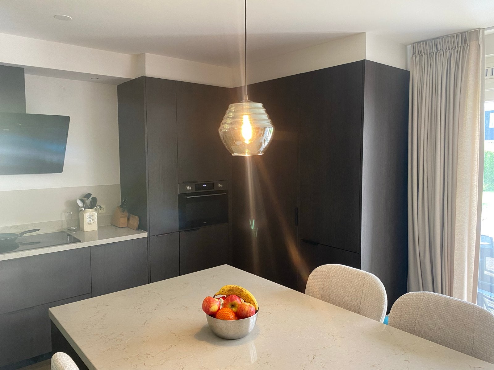 Moderne glazen hanglamp, Ophalen, Zo goed als nieuw, Glas, Minder dan 50 cm