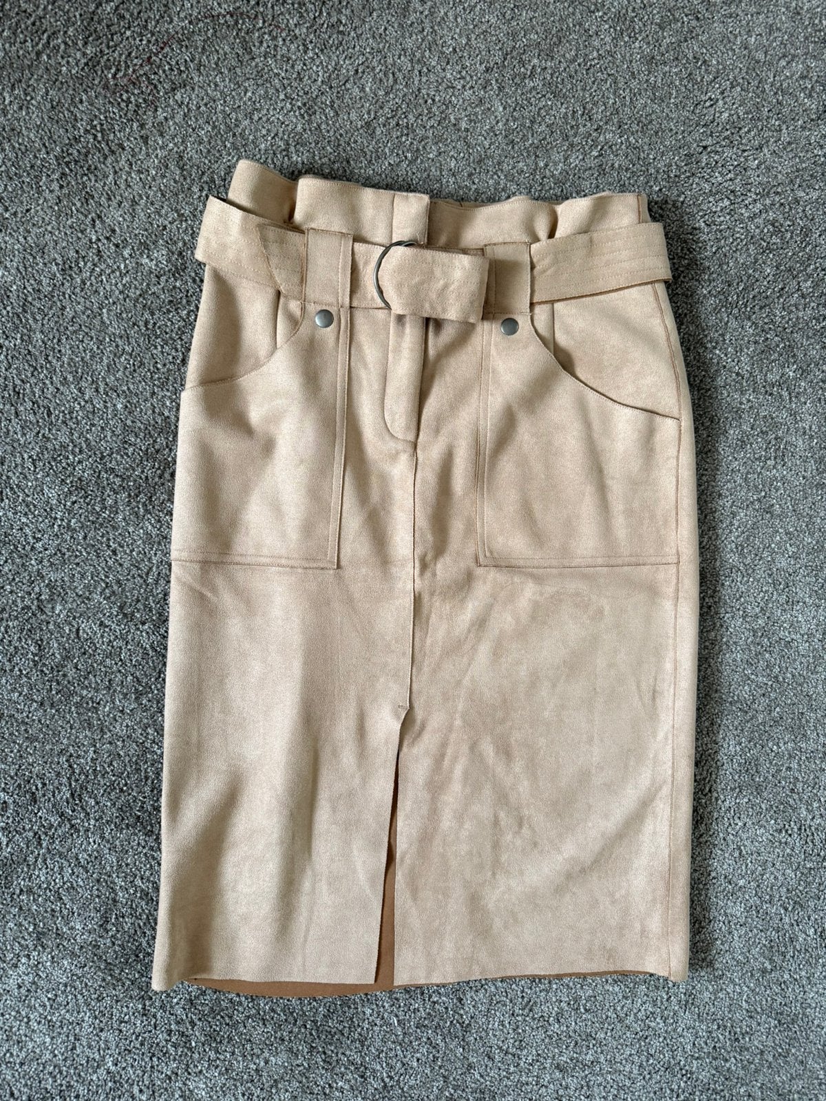 Costes Basic suède rok met ceintuur - Maat M, Maat 38/40 (M), Beige, Ophalen of Verzenden, Zo goed als nieuw
