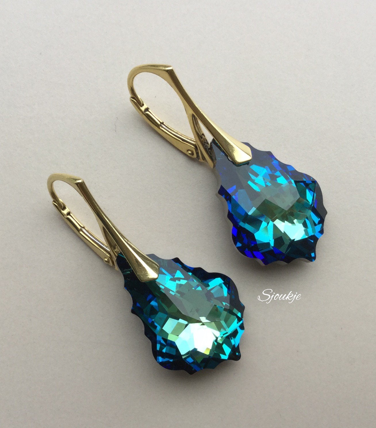 Oorbellen Swarovski kristal NIEUW goud zilver ketting parel, Met kristal, Hangers, Nieuw, Goud