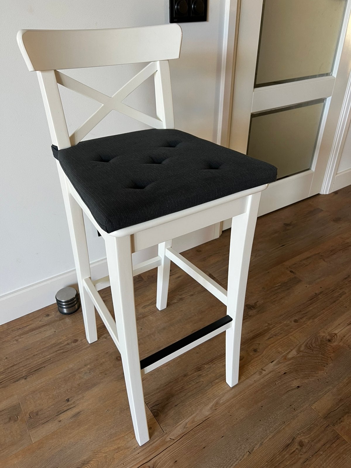 Ingolf barkruk Ikea wit zithoogte 73 cm aantal 3, Ophalen, Met voetsteun, 60 tot 90 cm, Zo goed als nieuw