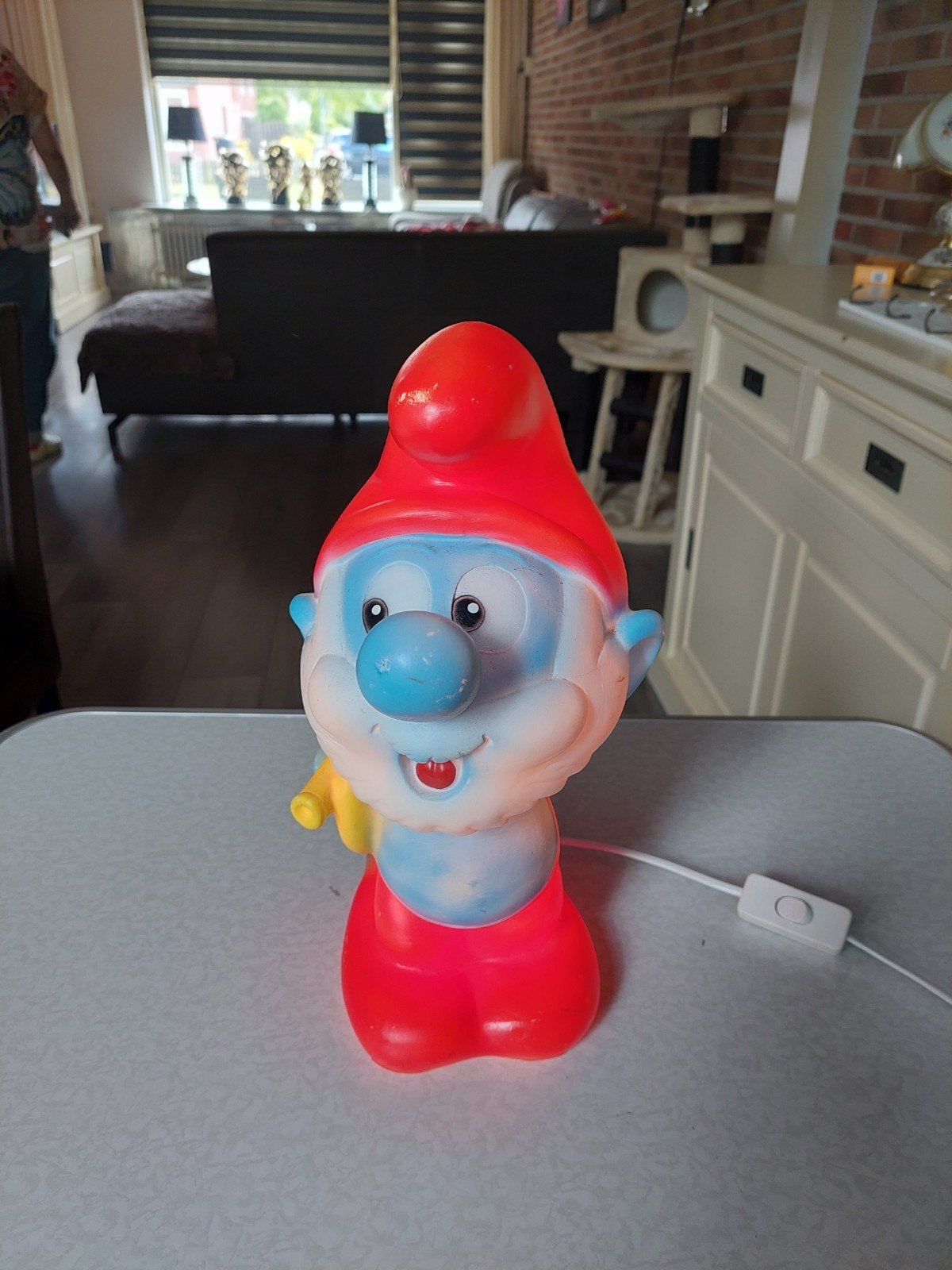 Vintage grote smurf lamp met lantaarn, uit 1999,, Ophalen of Verzenden, Gebruikt, Grote Smurf, Poppetje, Figuurtje of Knuffel