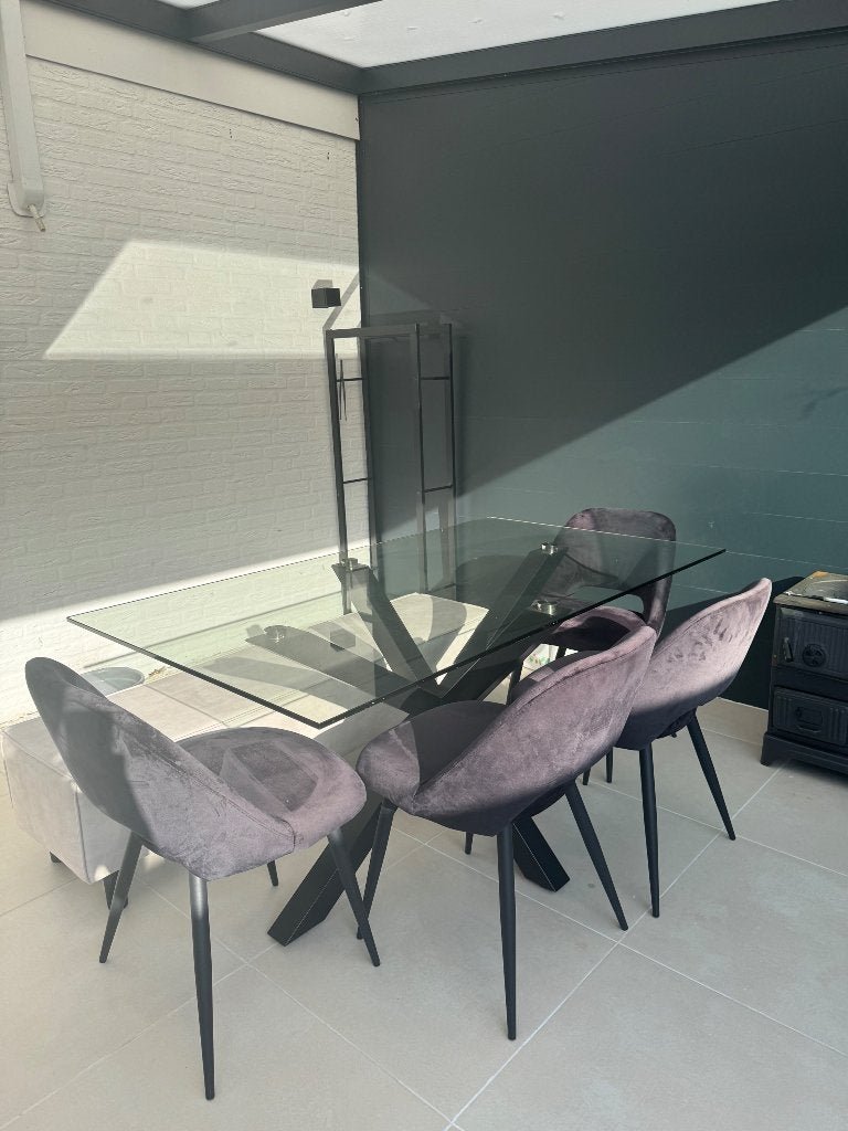 Tafel met 4 stoelen, Huis en Inrichting, Ophalen, Gebruikt, 50 tot 100 cm, 100 tot 150 cm
