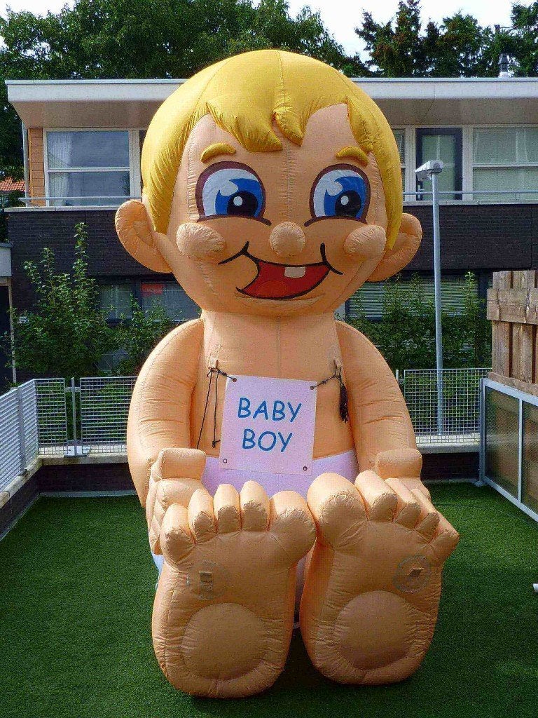 Baby opblaasfiguur te huur / huren, jongen of meisje,3 meter, Ophalen of Verzenden, Nieuw