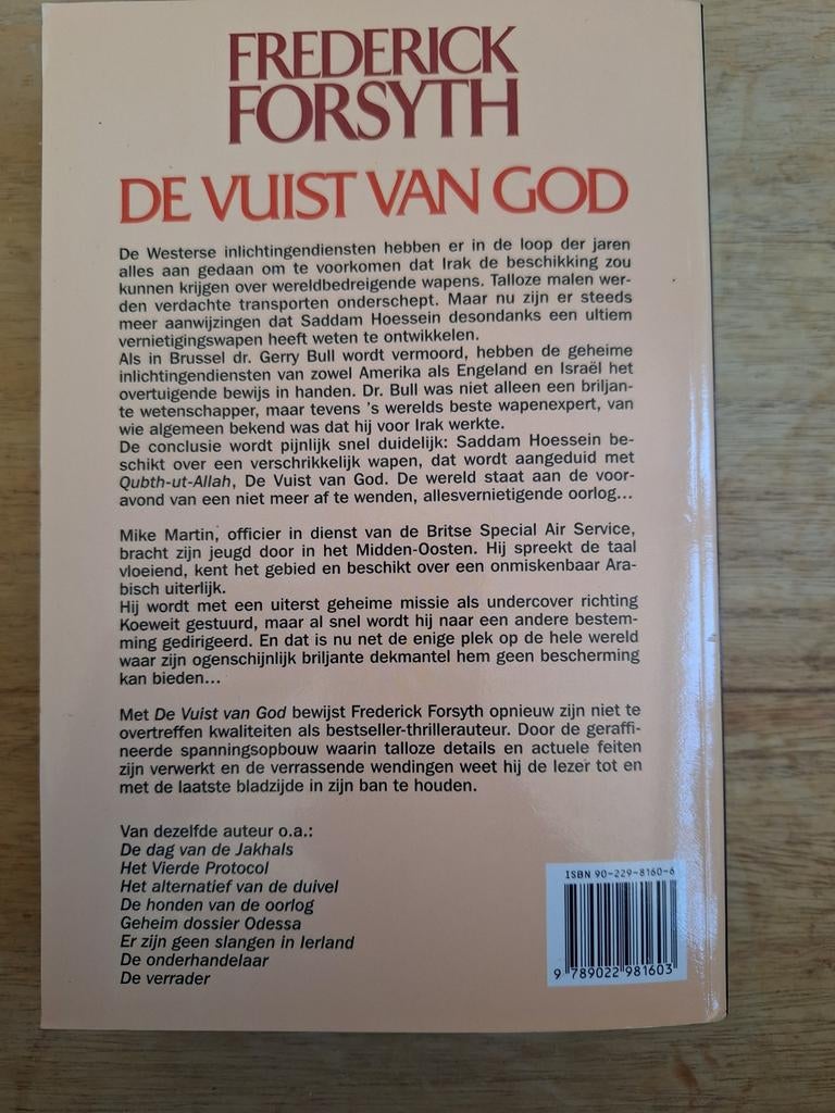 Frederick Forsyth - De vuist van God, Boeken, Wereld overig, Frederick Forsyth, Ophalen of Verzenden, Zo goed als nieuw