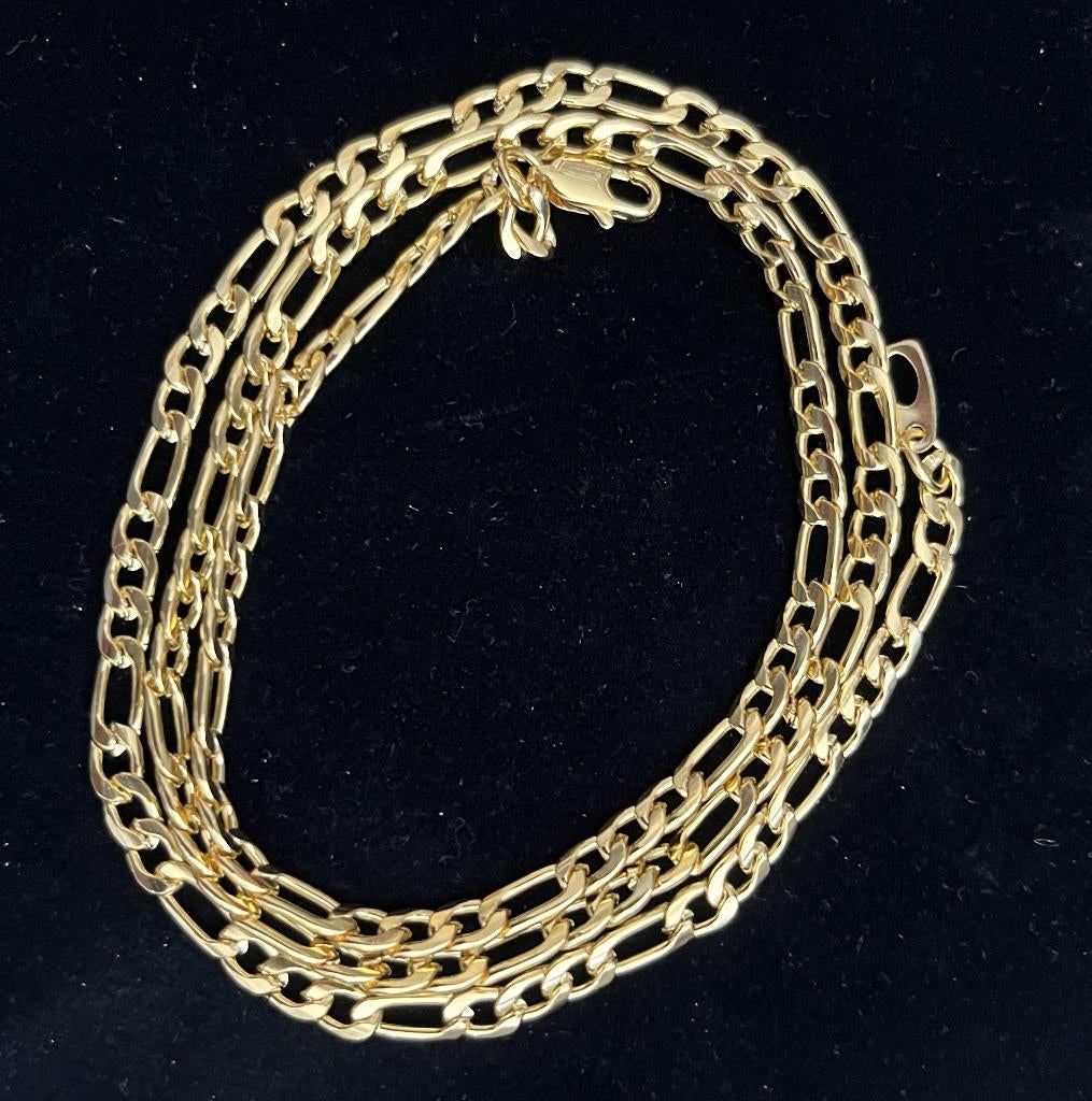 Ketting Figaro schakel Goud verguld 60 CM -NIEUW-, Sieraden, Tassen en Uiterlijk, Kettingen, Ophalen of Verzenden, Nieuw, Goud