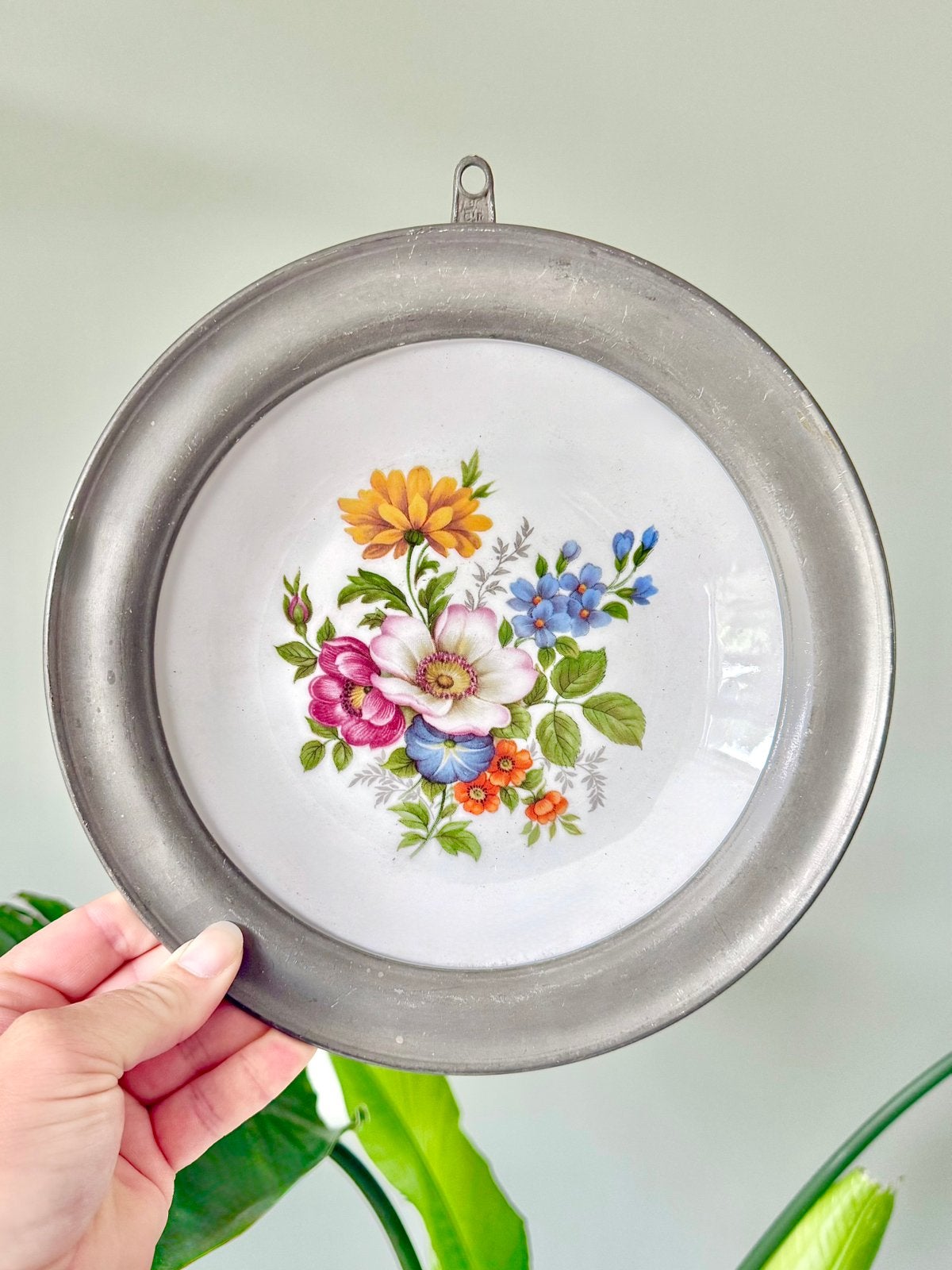 Vintage bloemen wandbord muurbord wanddecoratie, Ophalen of Verzenden