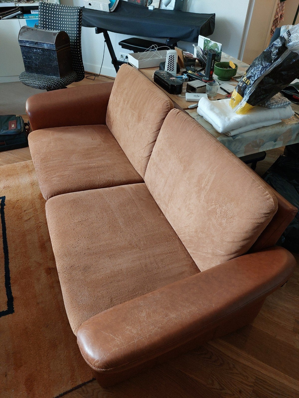Leolux bank, model Bora Beta, Ophalen, Gebruikt, 75 tot 100 cm, Driepersoons
