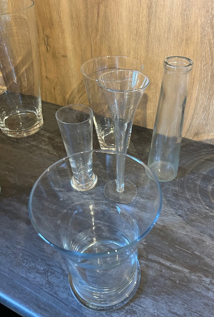 Partij glazen vazen, Huis en Inrichting, Ophalen, Zo goed als nieuw, Glas