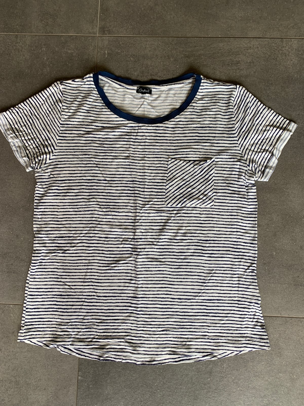 Gafair gestreept T-shirt met korte mouwen en borstzak, Maat 38/40 (M), Blauw, Ophalen of Verzenden, Korte mouw