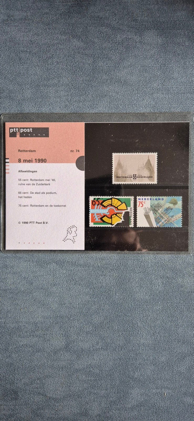 Postzegelmapje Rotterdam 8 mei 1990 - PTT Post, Postzegels en Munten, Ophalen of Verzenden, Na 1940, Postfris