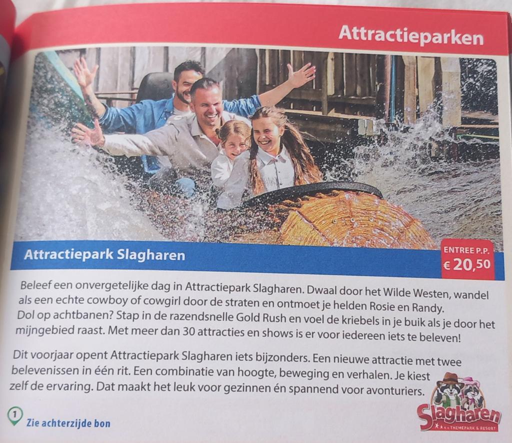 Attractie park slagharen meer dan 80 euro kort voor 6 person, Drie personen of meer, Kortingskaart