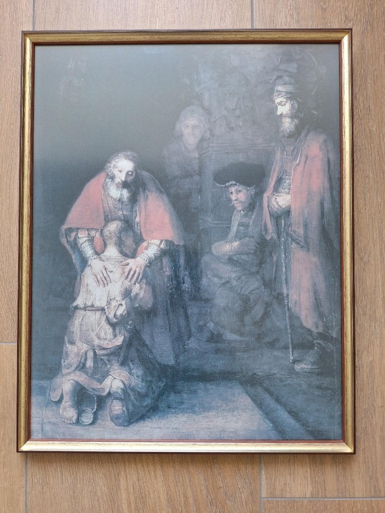 Rembrandt reproductie: De Terugkeer van de Verloren Zoon, Ophalen, Gebruikt, Schilderij, Hout