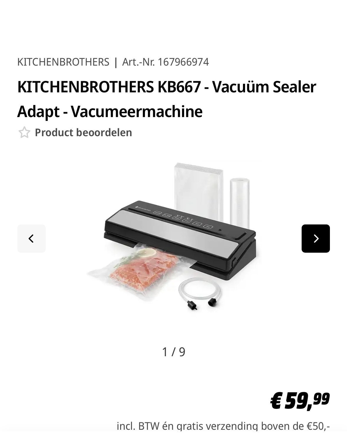 KITCHENBROTHERS KB667 - Vacuüm Sealer - Vacumeermachine, Huis en Inrichting, Overige typen, Ophalen of Verzenden, Zo goed als nieuw