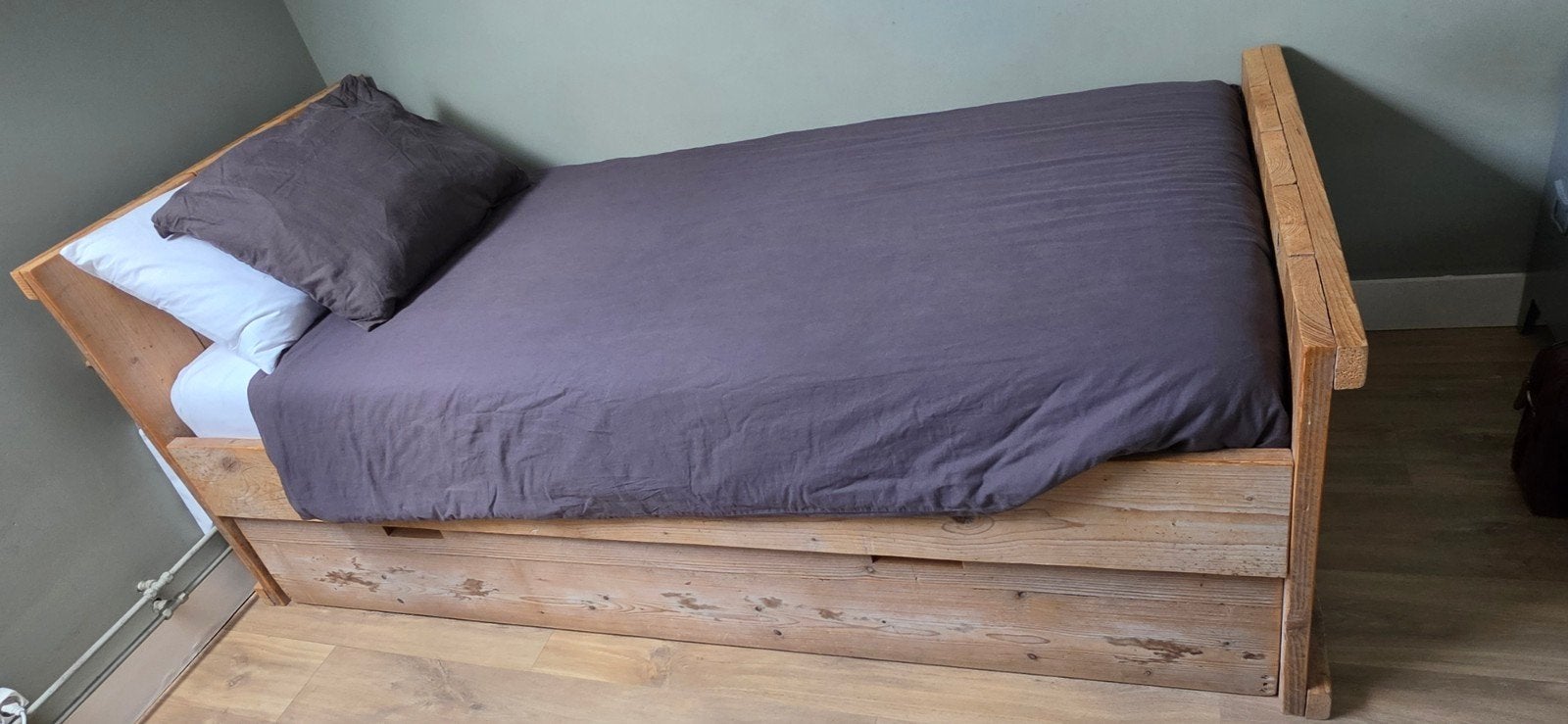 Jorg steigerhouten bed 90x200 met bedlade voor extra matras, Ophalen, Gebruikt, 90 cm, Steigerhout