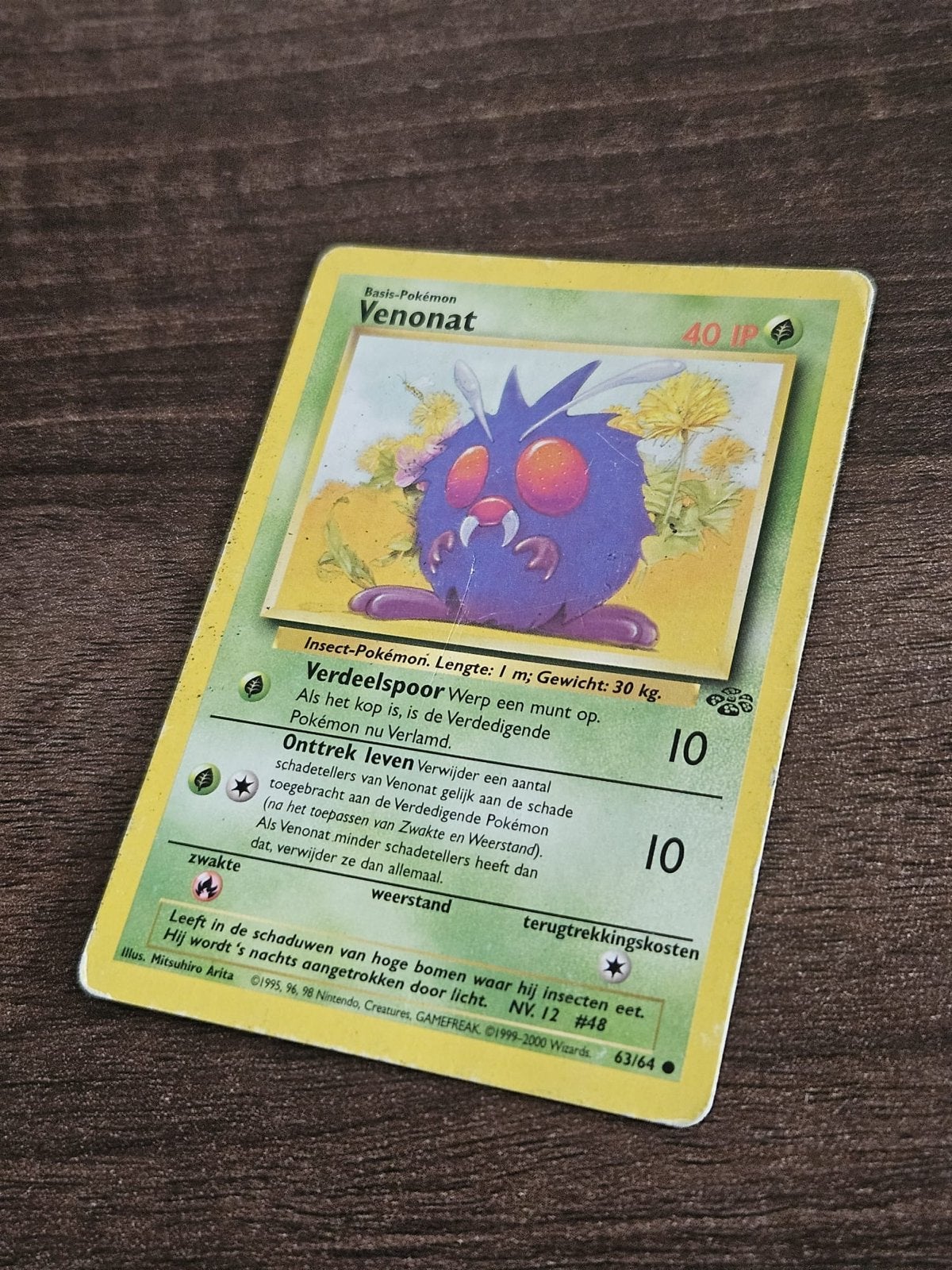 Pokémon Kaart Venonat 63/64 Jungle Set, Ophalen, Gebruikt, Losse kaart