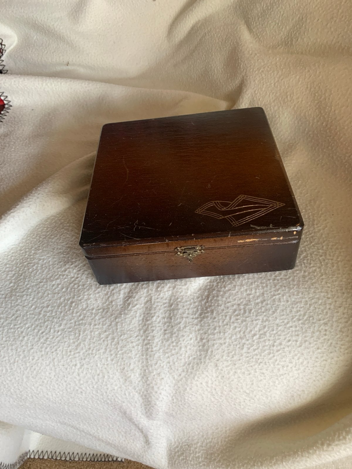 Vintage Houten Doosje met Fluweel Binnenkant, Ophalen of Verzenden