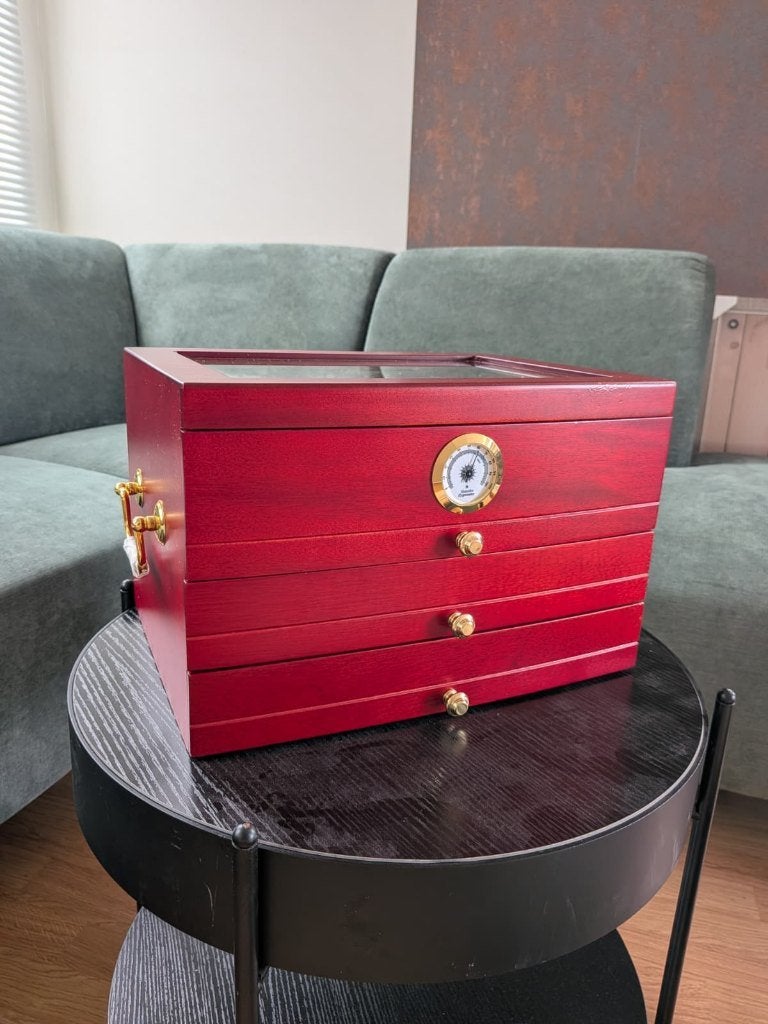 Prachtige, Nieuwe Humidor - Kersenhout (Voor 75 sigaren), Ophalen of Verzenden, Nieuw, Tabaksdoos of Verpakking
